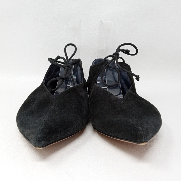 Celine Paris Babouche Flats, Lace Up, Black Suede, Pointy Toe Women's Sz EU 38.5 - Picture 7 of 14